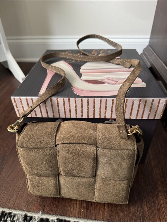 Handbags - Suede Woven Crossbody Bag in Olive